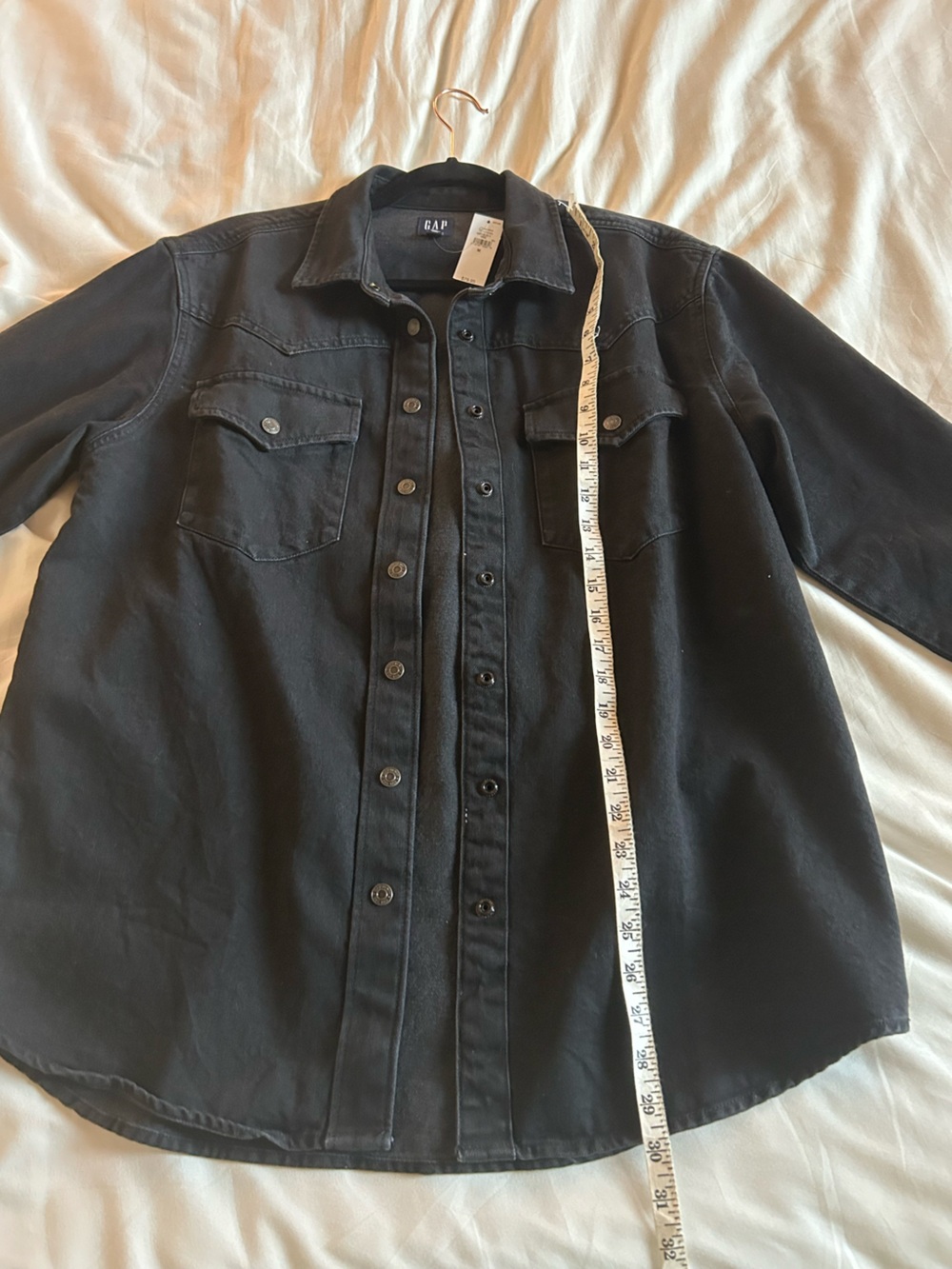 NWT GAP Black Western Denim Snap Front Shirt Size M